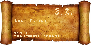 Baucz Karion névjegykártya